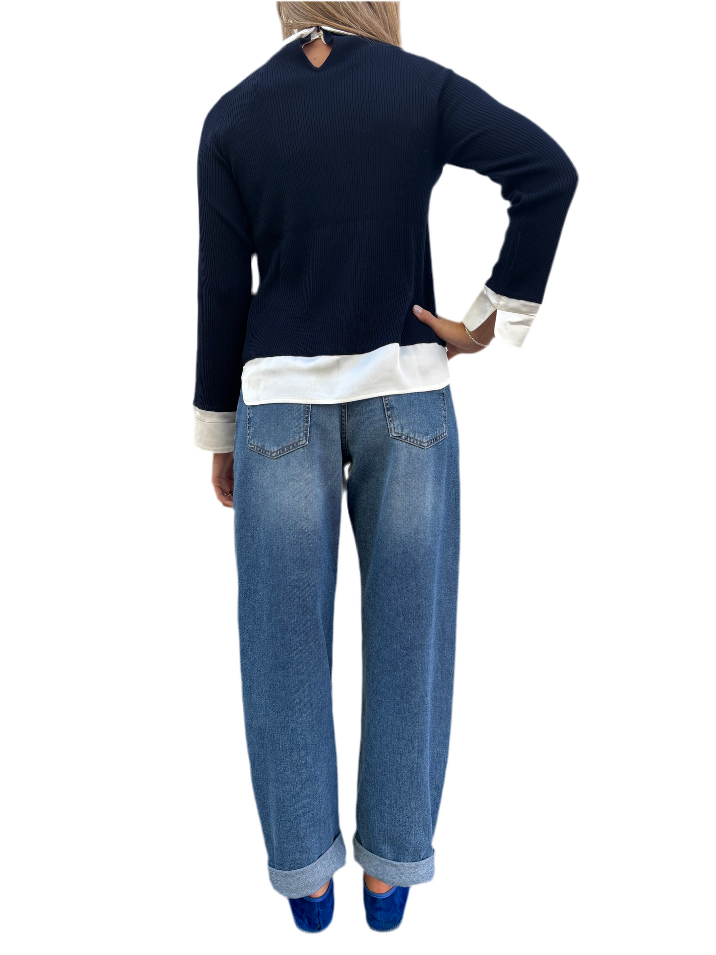 Maglia camicia blu