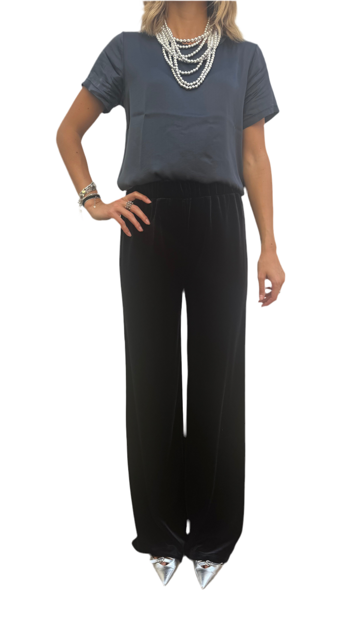 Casacca satin blu notte