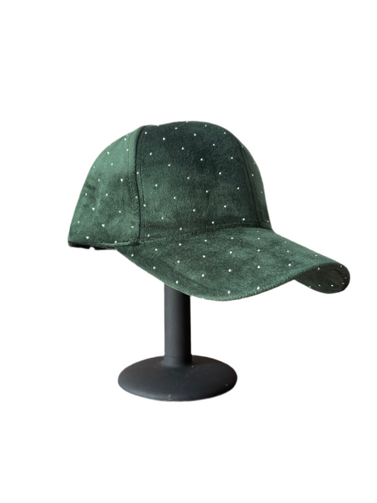Cappello a visiera in velluto verdone