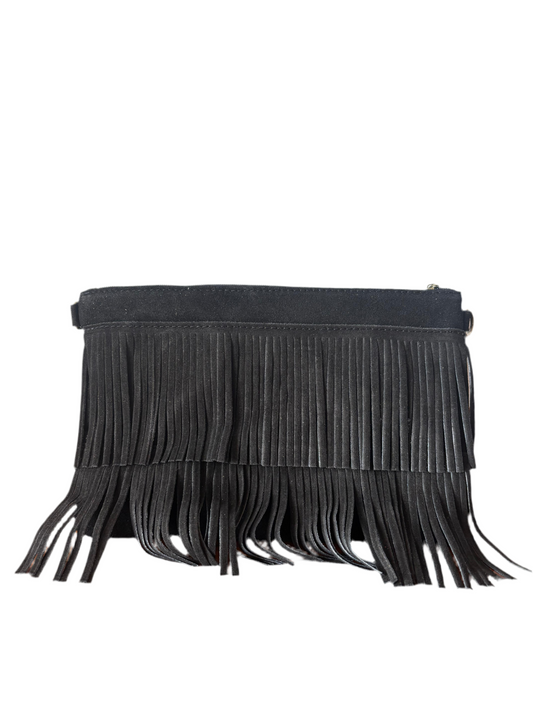 Pochette con frange scamosciata