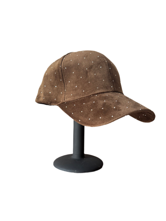 Cappello a visiera in velluto cioccolato