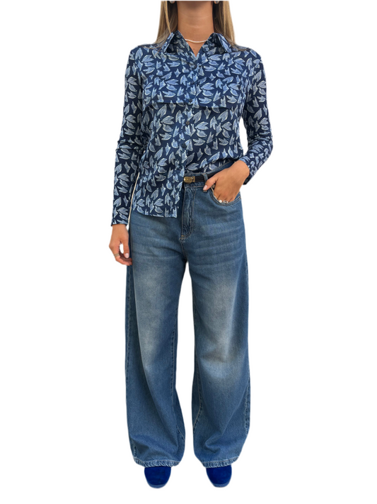 camicia fantasia blu