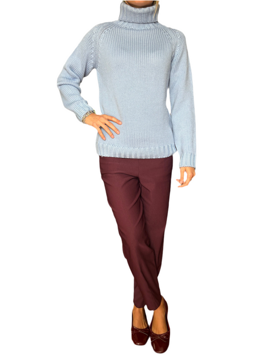 Maglione dolcevita 100% pura lana merino carta da zucchero