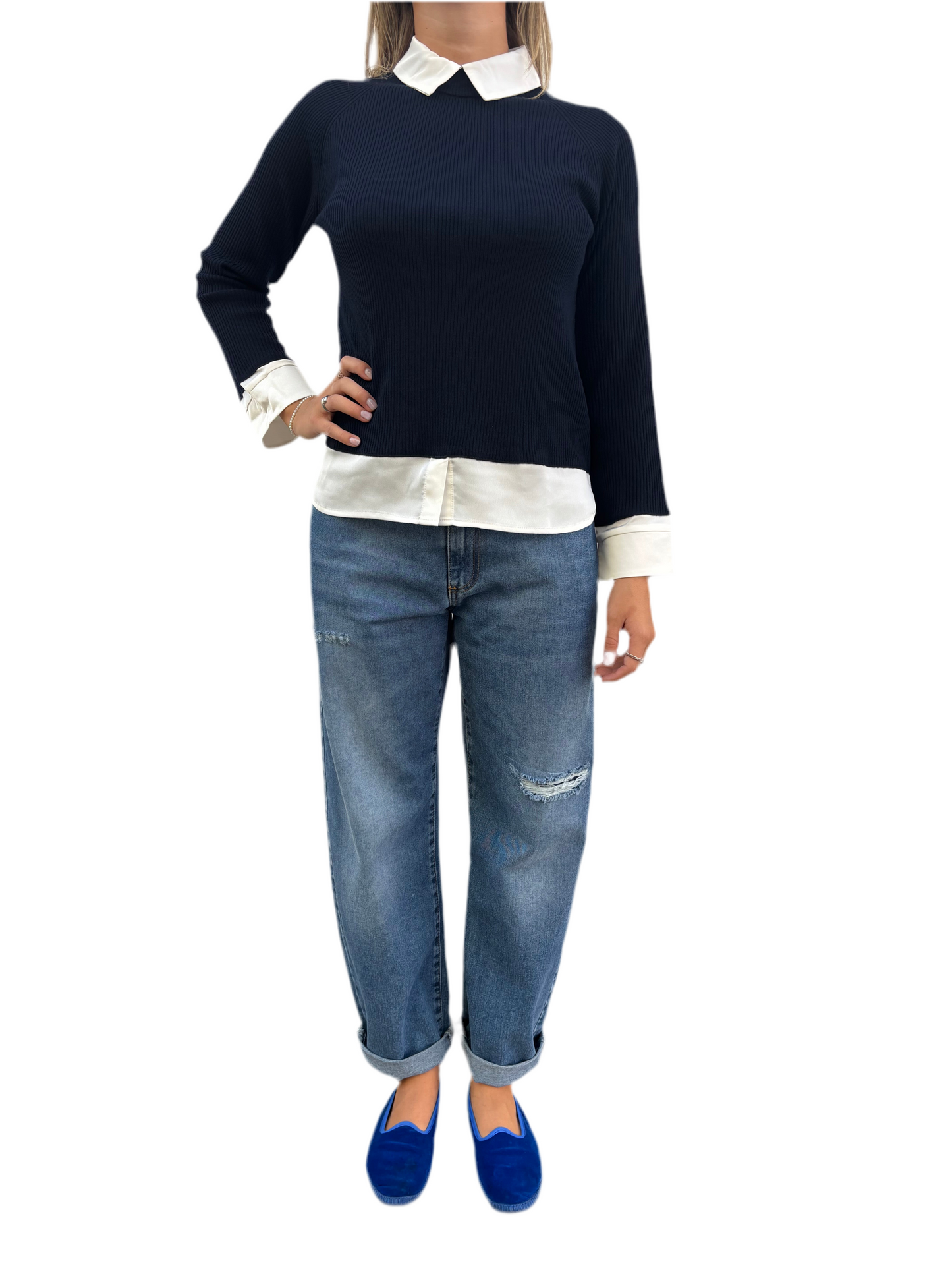 Maglia camicia blu