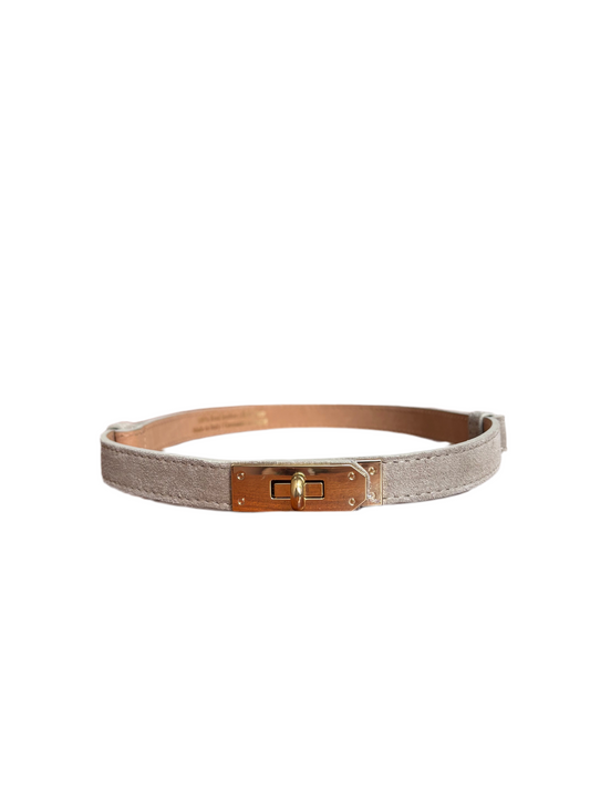 Cinturina vera pelle scamosciata beige chiaro