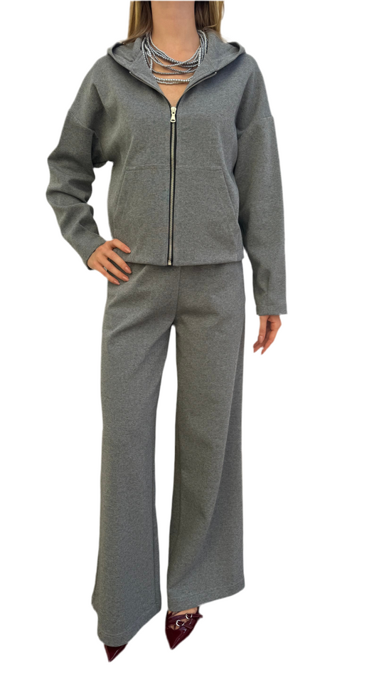 Felpa zip con cappuccio grigia