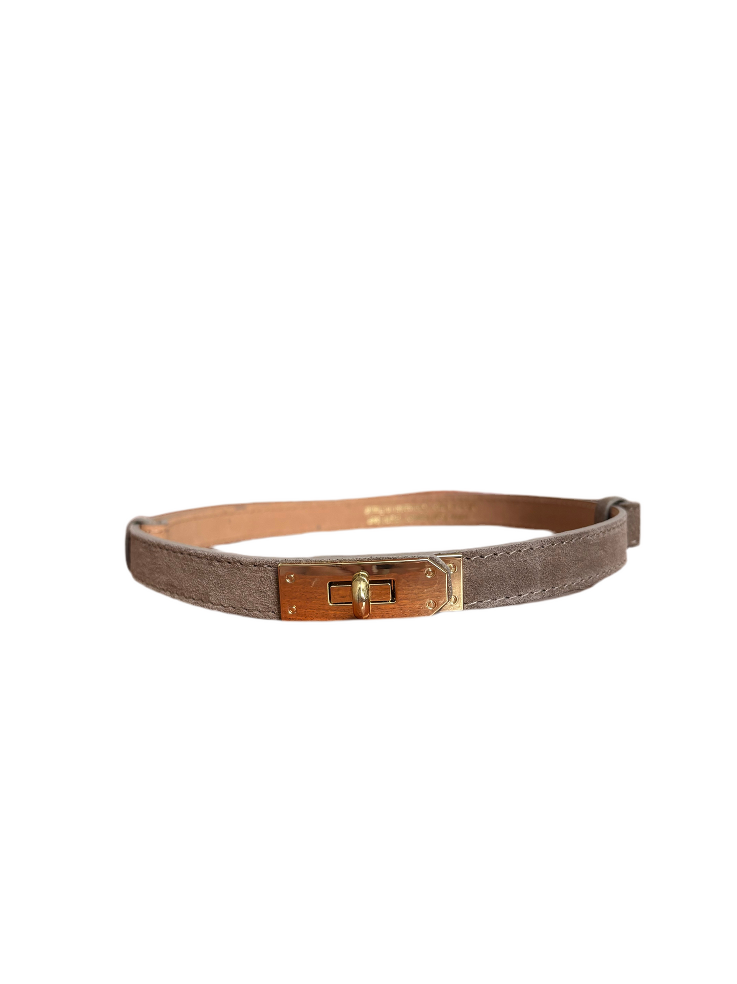 Cinturina vera pelle scamosciata beige scuro