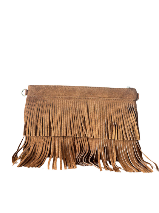Pochette con frange scamosciata