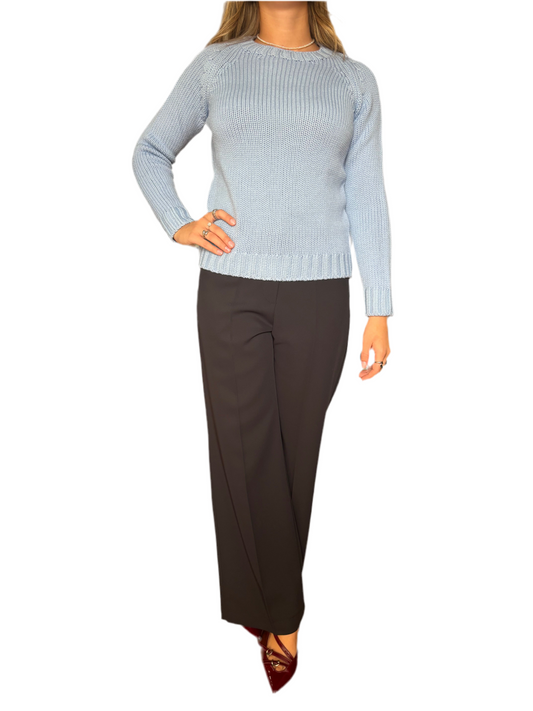 Maglione girocollo 100% pura lana merino carta da zucchero