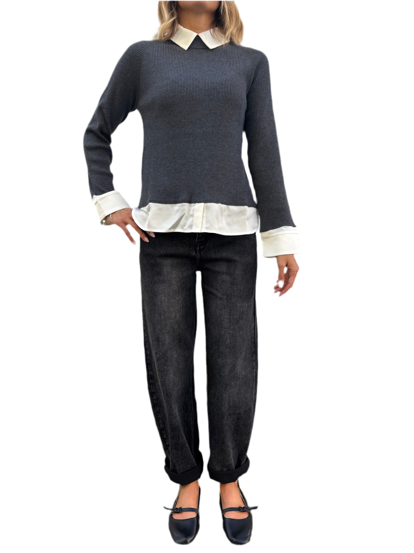Maglia camicia grigia