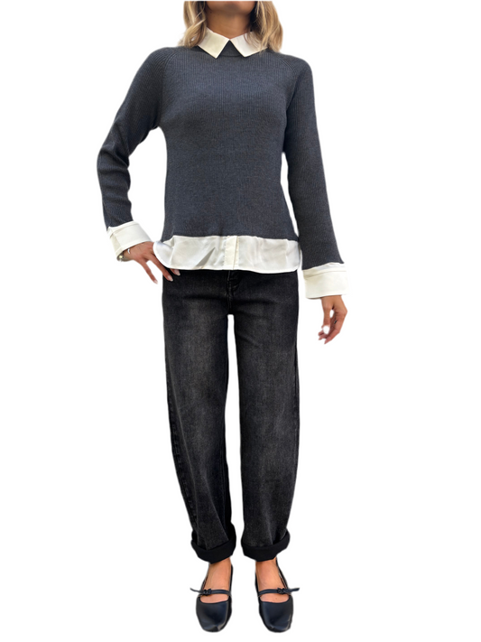 Maglia camicia grigia