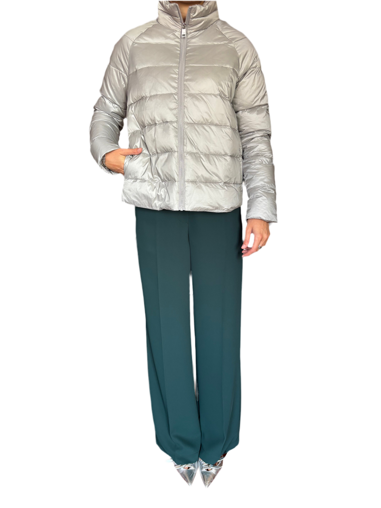 Piumino con eco pelliccia double face