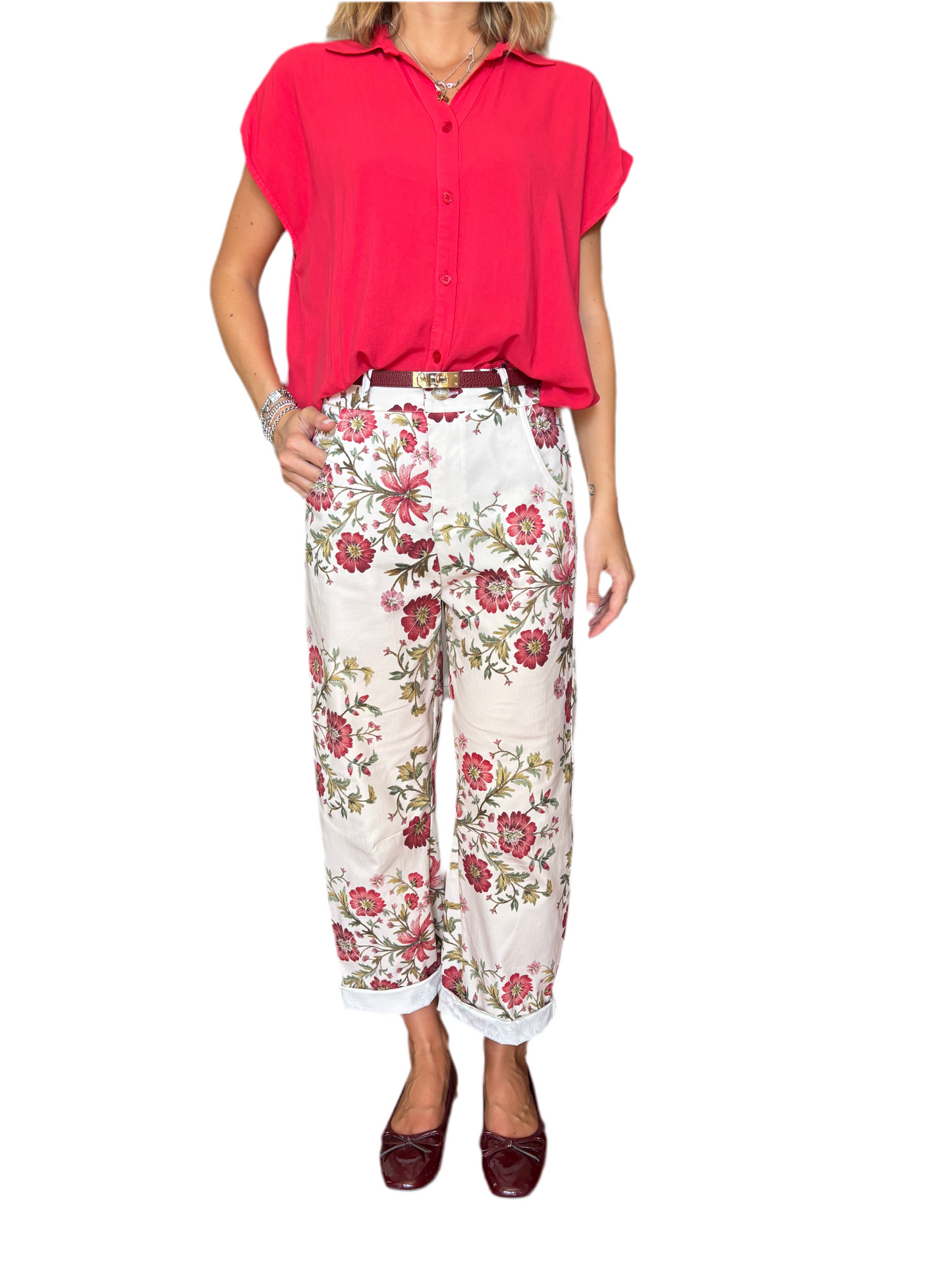 Pantalone balloon fiorato