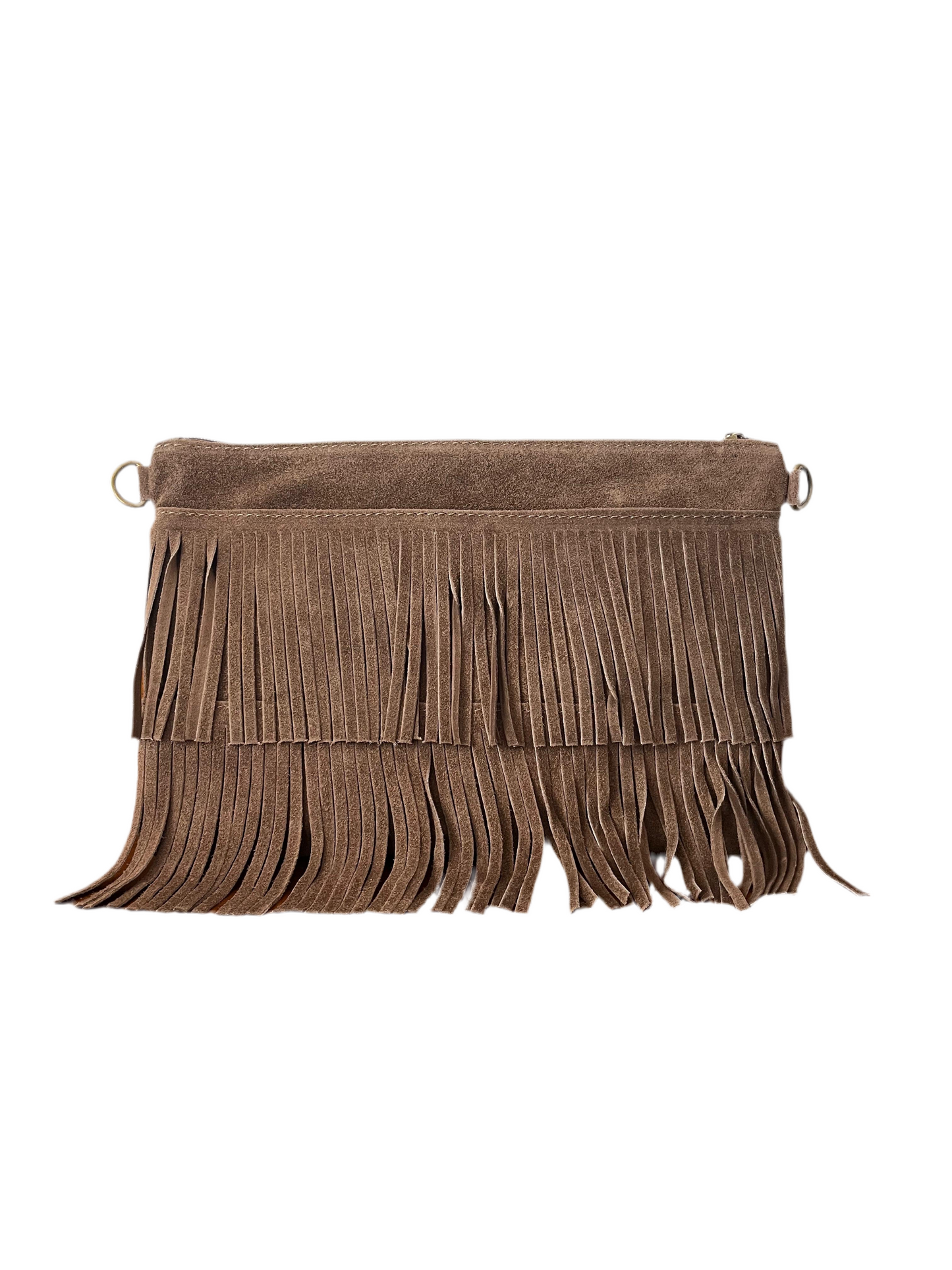 Pochette con frange scamosciata