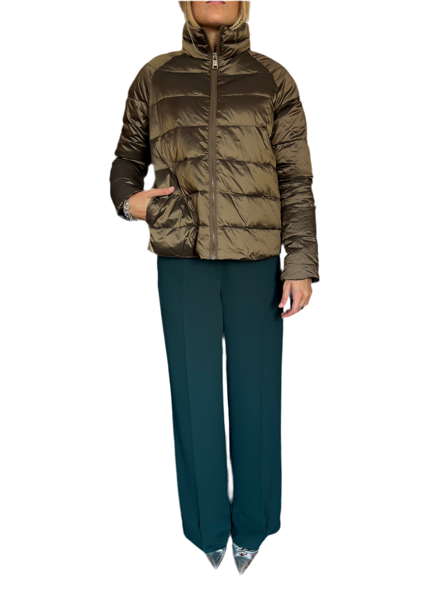 Piumino con eco pelliccia double face